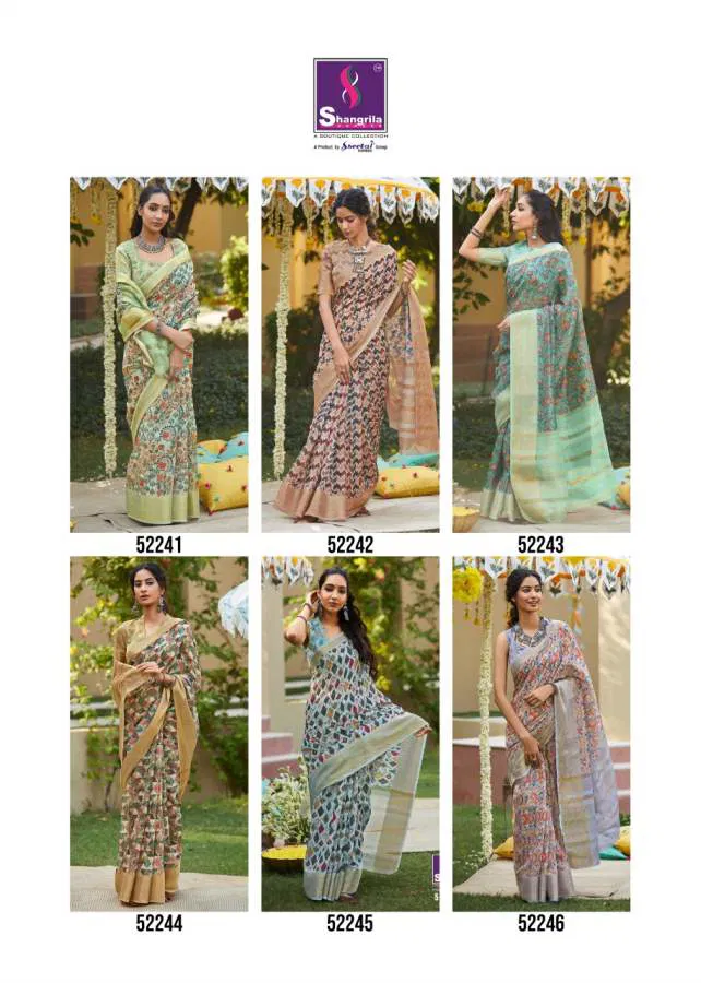 Shangrila Niharika Digital Soft Linen Daily Wear Saree Collections